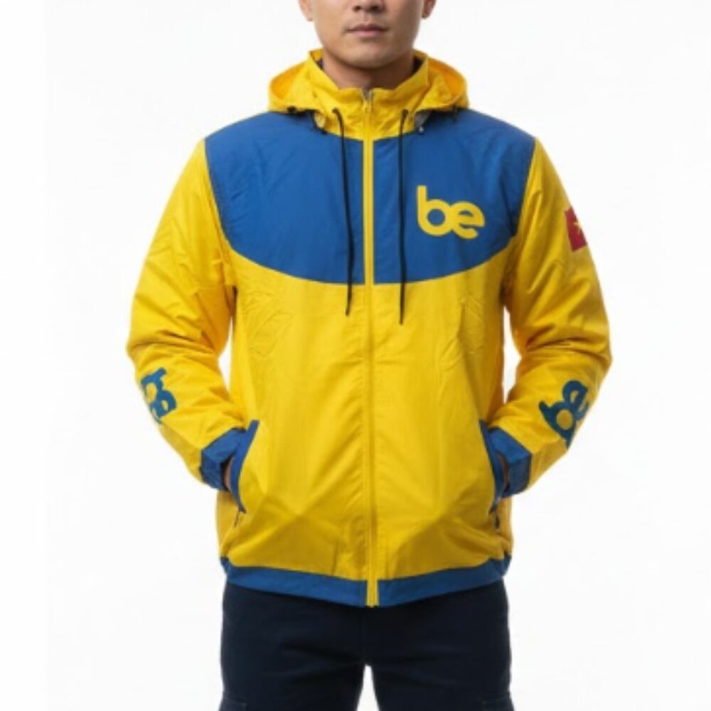 Be Yellow Full Zip Hooded Windbreaker Jacket Size 2XL Official New